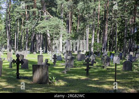 "Skogskyrkogarden" Stockholm, Schweden. 10. Juli 2017. Erbaut von den Architekten Erik Gunnar Asplund und Sigurd Lewerentz, nachdem sie 191 einen Wettbewerb gewonnen hatten Stockfoto