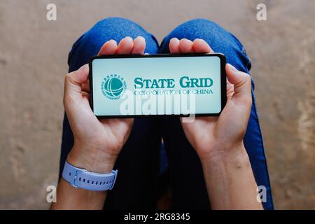 Brasilien. 07. Aug. 2023. In dieser Fotoabbildung wird das Logo der State Grid Corporation of China auf einem Smartphone angezeigt. Kredit: SOPA Images Limited/Alamy Live News Stockfoto