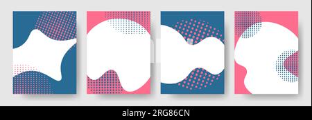 Satz von Hintergründen mit Halbtönen und Platz für Text. Postvorlagen in sozialen Medien für digitale Banner, Poster und digitale Layouts. Vektorabbildung. Stock Vektor