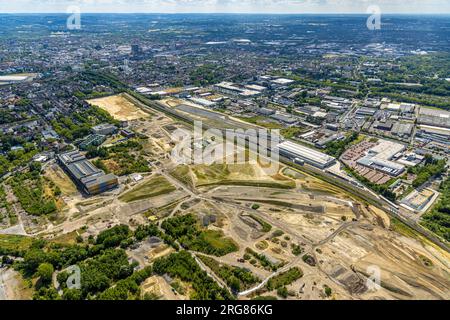 Luftaufnahme, Gewerbegebiet Westfalenhütte, Borsigplatz, Dortmund, Ruhrgebiet, Nordrhein-Westfalen, Deutschland Stockfoto