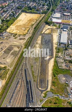 Luftaufnahme, Gewerbegebiet Westfalenhütte, Borsigplatz, Dortmund, Ruhrgebiet, Nordrhein-Westfalen, Deutschland Stockfoto