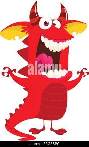 Komisches Zeichentrickmonster-Design. Drachen-Illustration Stock Vektor