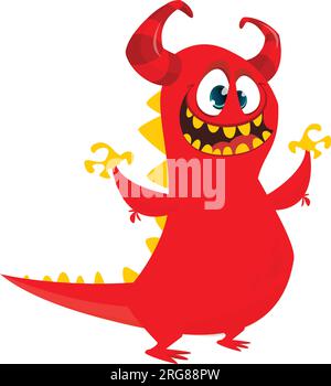 Komisches Zeichentrickmonster-Design. Drachen-Illustration Stock Vektor