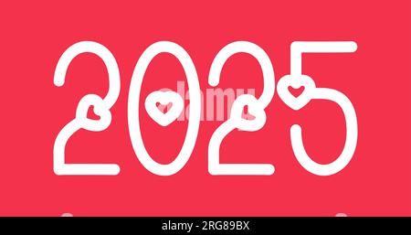 2025. Frohes Neues Jahr. Schlichte romantische Linien für die Liebe. Frohes neues Jahr 2025. Weihnachtsdesign für Grußkarten, Einladungen, Kalender usw. Vektor Stock Vektor