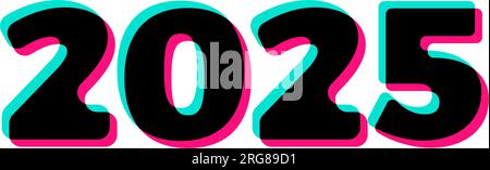 2025. Frohes Neues Jahr. Einfache, sportliche Linien, frohes neues Jahr 2025. Abstrakte Zahlenvektordarstellung. Weihnachtsdesign für Grußkarte, Einladung Stock Vektor
