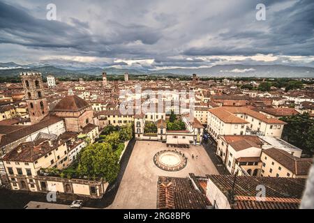 Panorama über Lucca in der Toskana, Italien Stockfoto