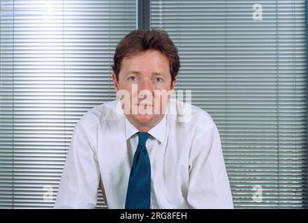 Piers Morgan, fotografiert während Zeitungsredakteur bei The Mirror, März 2002, Canary Wharf, Docklands, East London, England, Vereinigtes Königreich Stockfoto