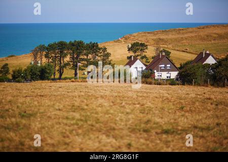 Malerische Panoramalandschaft von Sainte-Marguerite sur Mer, Normandie in Frankreich Stockfoto