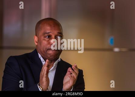 Troy Townsend anlässlich des Kick IT Out 30.-jährigen Jubiläums im Wembley Stadium, London. Foto: Dienstag, 8. August 2023. Stockfoto