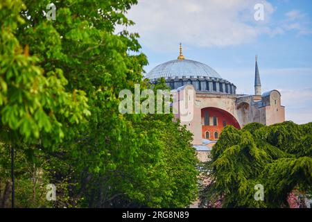 Malerischer Blick auf die große Moschee Hagia Sophia in Istanbul, Türkei Stockfoto