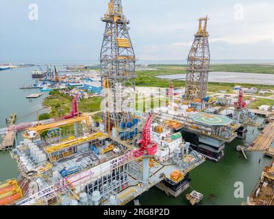 Galveston, TX, USA - 23. Juli 2023: Luftbild Gulf Copper Dry Dock and Rig Repair Stockfoto