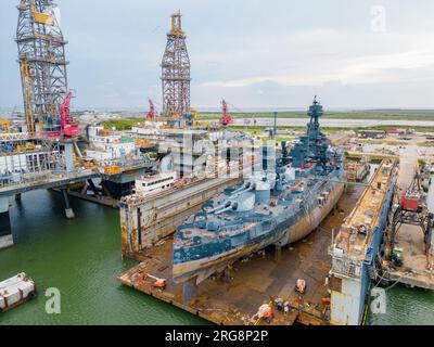 Galveston, TX, USA - 23. Juli 2023: Luftbild Gulf Copper Dry Dock and Rig Repair Stockfoto