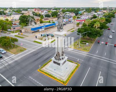 Galveston, TX, USA - 23. Juli 2023: Luftdrohnenfoto Texas Heroes Monument Stockfoto