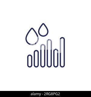 Liniensymbol des Regendiagramms ist weiß Stock Vektor