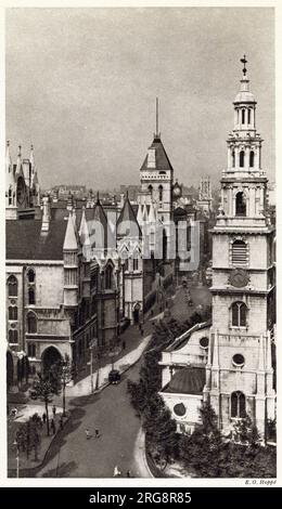 Rechtsgerichte und Fleet Street und St. Clement Danes Stockfoto