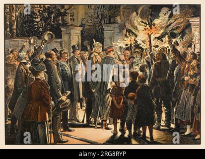 Otto von Bismarck (1815 - 1898) empfängt Kaiser Wilhelm II. In seinem Haus in Friedrichsruh. Stockfoto