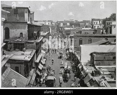 Blick aus der Vogelperspektive auf den Burra Basar (Burrabazar), Kalkutta (Kalkutta), Indien. Stockfoto