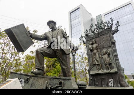 Die Emigrantenstatue am Ufer in Halifax Nova Scotia Kanada Stockfoto