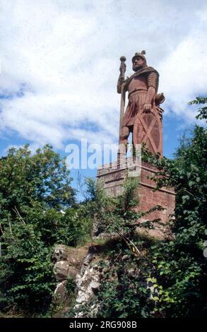 SIR WILLIAM WALLACE Memorial Statue von Sir William Wallace, "Braveheart" höchstpersönlich, nahe Melrose, auf dem Hügel über dem Fluss Tweed, Schottland. Stockfoto