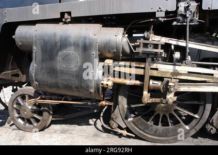 Teil der restaurierten riesigen Dampflokomotive „Black Prince“, die an der Toddington Station der Gloucestershire Warwickshire Railway (GWR) ausgestellt wird. Stockfoto