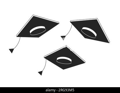 Quadratische akademische Caps flaches monochromes isoliertes Vektorobjekt Stock Vektor