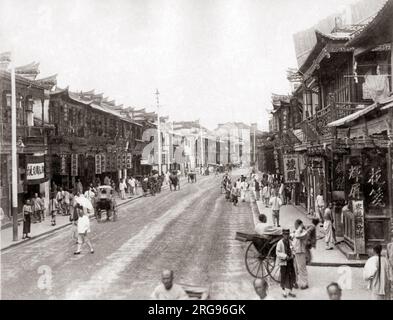 Straßenszene, Shanghai, China, ca. 1880er. Stockfoto