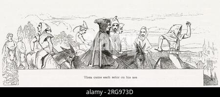 Illustration von Kenny Meadows an Hamlet, Prinz von Dänemark, von William Shakespeare. Die Ankunft der Reisenden Spieler. Stockfoto