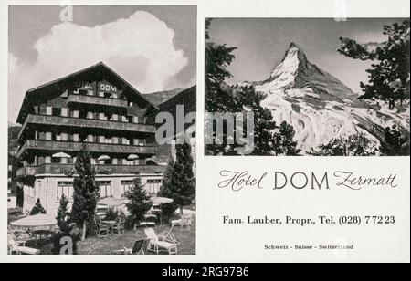 Hotel Dom, Zermatt, Valais Canton, Schweiz - mit Blick auf das Matterhorn (Mont Cervin). Stockfoto