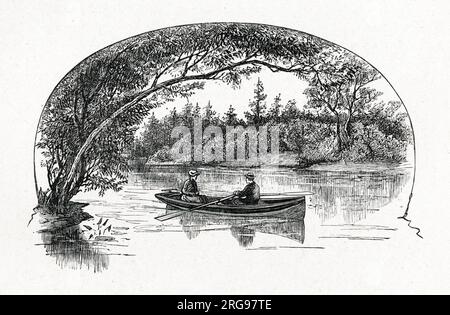 „Little Women“ von Louisa May Alcott - Jo und Laurie fahren während der Sommerferien auf dem Fluss. Stockfoto