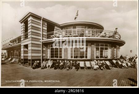 Der Southern Pier Pavilion, Worthing, West Sussex. Stockfoto