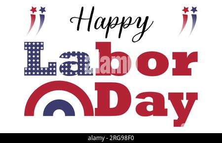 Grußbanner zum Tag der Arbeit . Alles gute zum Labor Day. Grußkarten- oder Einladungskarten-Design. Patriotische Farben Stock Vektor