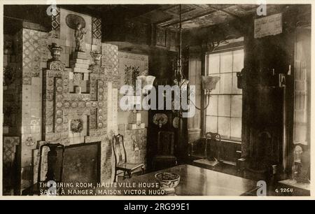 Victor Hugo - Hauteville House, Guernsey, wo Victor Hugo während seines Exils aus Frankreich von 1856 bis 1870 lebte. Das Hotel befindet sich in der Rue Hauteville 38 in St. Peter Port in Guernsey. Stockfoto