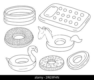 Satz Skizzen für Gummiringe aus Pool Stock Vektor
