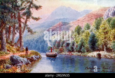 Die Laggan Avenue auf dem Caledonian Canal wurde von Fort William nach der Durchfahrt durch Loch Lochy und unmittelbar vor Loch Oich betreten. Stockfoto