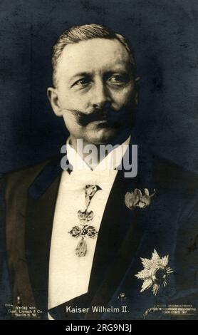 Kaiser Wilhelm II (1859-1941). Er regierte vom 15. Juni 1888 bis zu seiner Abdankung am 9. November 1918 kurz vor Deutschlands Niederlage im Ersten Weltkrieg Stockfoto