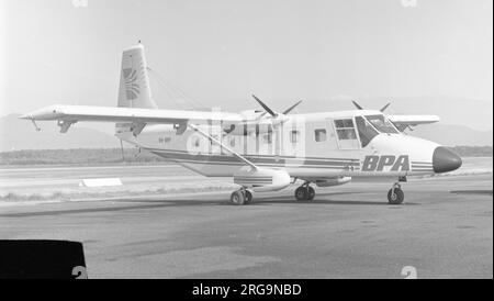 Government Aircraft Factories (GAF) Nomad 24A VH-BRP (msn 080) von BPA Bush Pilots Airways. Erster Flug am 13. Februar 1978 und Lieferung an BPA Bush Pilots Airways am 28. Februar 1981, zuletzt bekannt als statische Ausstellung im Benalla Aviation Museum (11EFTS) in Victoria, Australien. Stockfoto