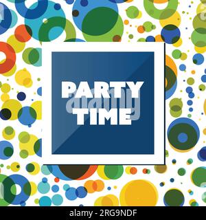 Party Stundenkarte, Flyer- oder Cover-Design-Vorlage mit bunten Punkten Stock Vektor
