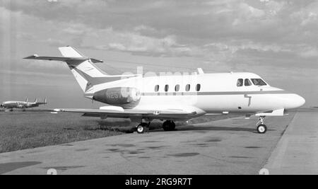 Hawker Siddeley HS-125 Serie 1A/522 N257H (msn 25104) von Star Kist Caribe Inc am San Francisco International Airport. G-ATUWHawker Siddeley Aviation Ltd 1966N257H - Star Kist Caribe Inc - 1967N140AK - Kinvernon Corporation - Dezember 1970 verschiedene andere Betreiber AS N140K bis zum Verkauf in CanadaC-FMTC - Cypress JetProp Charter Ltd - 6. Februar 1992 später verschrottet. Stockfoto