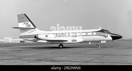 Lockheed Jetstar N1 der Flugeinheit der Federal Aviation Administration am Flughafen London Heathrow. Stockfoto