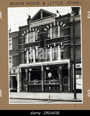 Foto von Robin Hood & Little John PH, Chiswick, London. Die Hauptseite des Aufdrucks (hier abgebildet) zeigt: Die rechte Seite des Pubs. Die Rückseite des Aufdrucks (auf Anfrage erhältlich) Details: Nichts für Robin Hood & Little John, Chiswick, London W4 5TT. Seit Juli 2018 . Umbenannt in Tommy Flynns, jetzt Connolly's Stockfoto