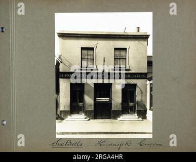 Foto von Six Bells PH, Croydon, Surrey. Die Hauptseite des Aufdrucks (hier abgebildet) zeigt: Gesicht auf den Pub. Details auf der Rückseite des Aufdrucks (auf Anfrage erhältlich): Nichts für die Six Bells, Croydon, Surrey CR0 3RA. Seit Juli 2018 . Abgerissen Stockfoto