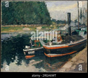 Barges bei Pontoise 1876 von Camille Pissarro Stockfoto