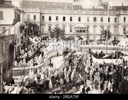 Vintage-Foto aus dem 19.. Jahrhundert: Straßenkarneval in Frankreich, Ende des 19.. Jahrhunderts Stockfoto