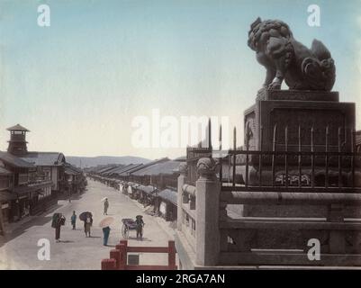 Gion Street, Kyoto. Vintage 19. Jahrhundert Foto. Stockfoto