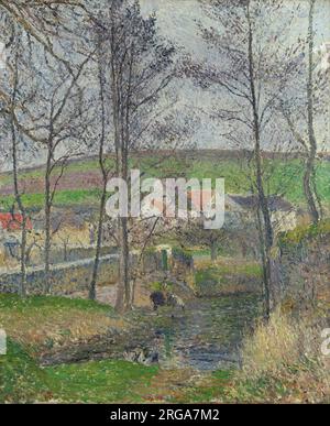 Die Ufer der Viosne in Osny bei grauem Wetter, Winter 1883 von Camille Pissarro Stockfoto