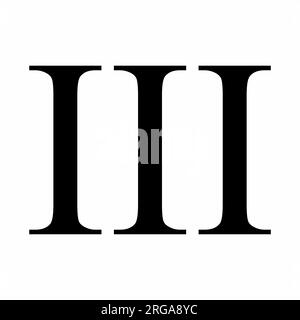 Römische Zahl 3 isoliert auf weißem Hintergrund Stock Vektor