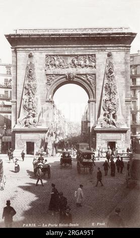 Vintage 19. Jahrhundert Fotografie - Porte Saint Denis, Paris Frankreich Stockfoto