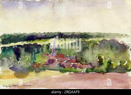 Blick auf die Eragny 1890 von Camille Pissarro Stockfoto