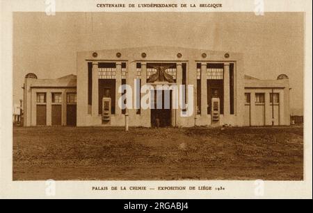 Ausstellung Internationale de Lüttich - der belgische Unabhängigkeitszettel 1930 - der Palast der Chemie. Stockfoto