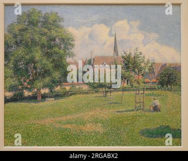 Das Haus der Tauben Frau und der Glockenturm in Eragny 1886 von Camille Pissarro Stockfoto